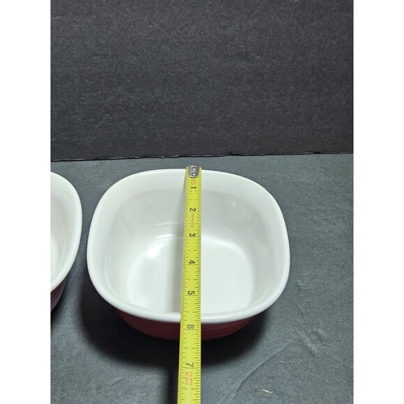 Corning Ware Etch Brick Red Stoneware Casserole Square 20 oz & 7 oz Four Dishes - Picture 14 of 16